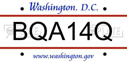 BQA14Q District Of Columbia License Plate