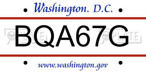 BQA67G District Of Columbia License Plate
