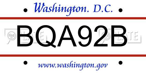 BQA92B District Of Columbia License Plate