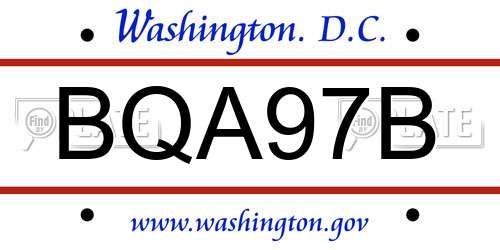 BQA97B District Of Columbia License Plate