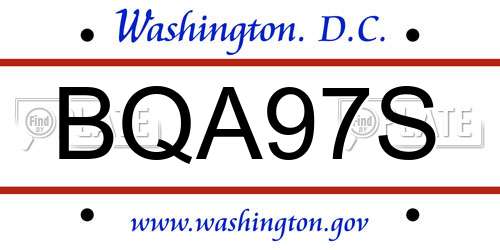 BQA97S District Of Columbia License Plate