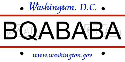 BQABABA District Of Columbia License Plate