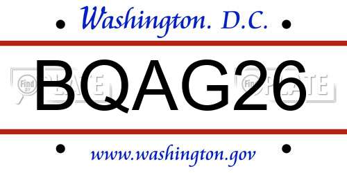 BQAG26 District Of Columbia License Plate