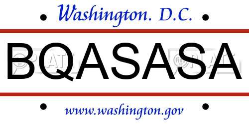 BQASASA District Of Columbia License Plate