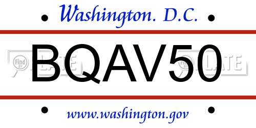 BQAV50 District Of Columbia License Plate