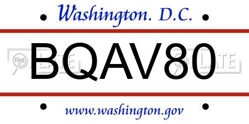 BQAV80 District Of Columbia License Plate