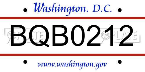 BQB0212 District Of Columbia License Plate