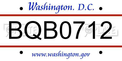 BQB0712 District Of Columbia License Plate