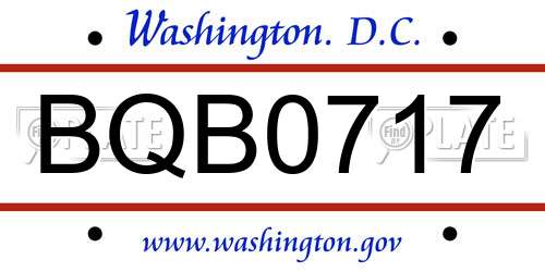 BQB0717 District Of Columbia License Plate