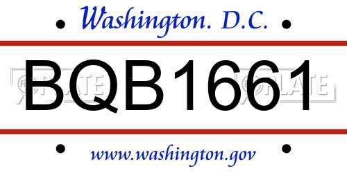 BQB1661 District Of Columbia License Plate
