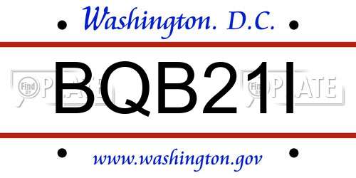 BQB21I District Of Columbia License Plate