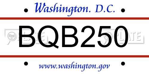 BQB250 District Of Columbia License Plate