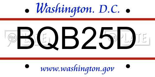 BQB25D District Of Columbia License Plate