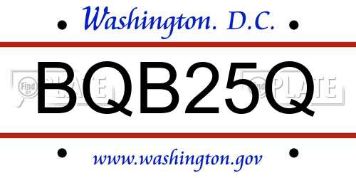 BQB25Q District Of Columbia License Plate