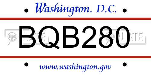 BQB280 District Of Columbia License Plate