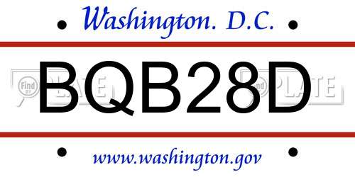 BQB28D District Of Columbia License Plate