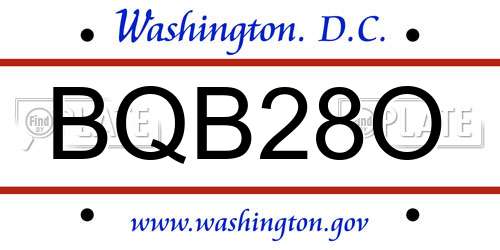 BQB28O District Of Columbia License Plate