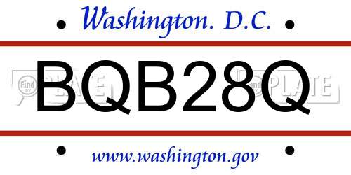 BQB28Q District Of Columbia License Plate