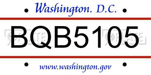BQB5105 District Of Columbia License Plate