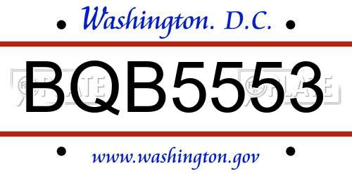 BQB5553 District Of Columbia License Plate