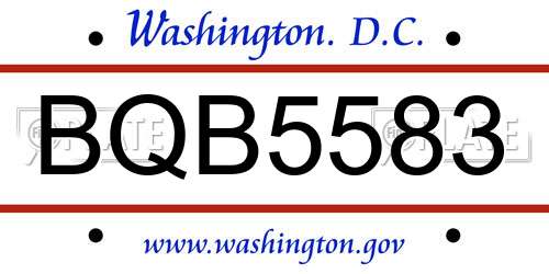 BQB5583 District Of Columbia License Plate