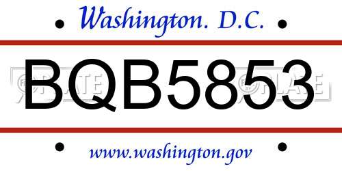 BQB5853 District Of Columbia License Plate