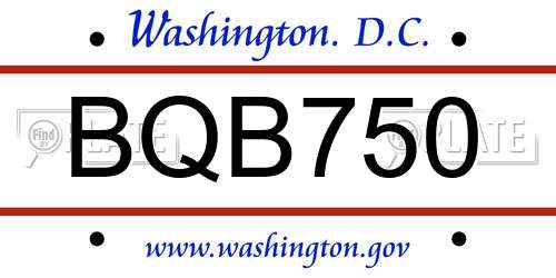 BQB750 District Of Columbia License Plate