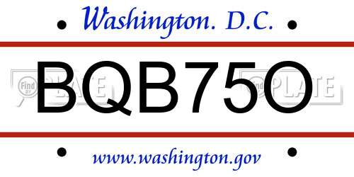 BQB75O District Of Columbia License Plate