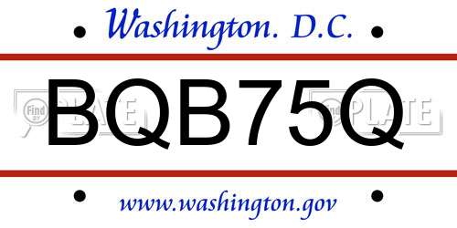 BQB75Q District Of Columbia License Plate