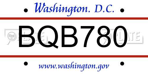 BQB780 District Of Columbia License Plate