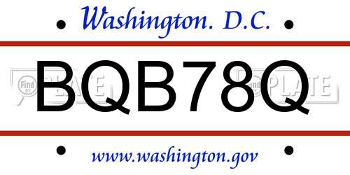 BQB78Q District Of Columbia License Plate