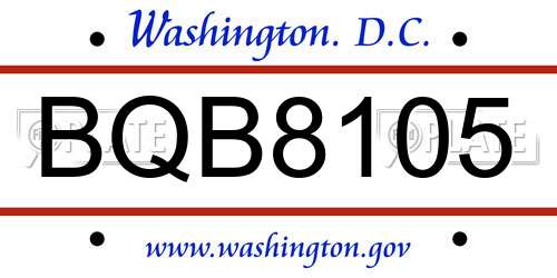 BQB8105 District Of Columbia License Plate