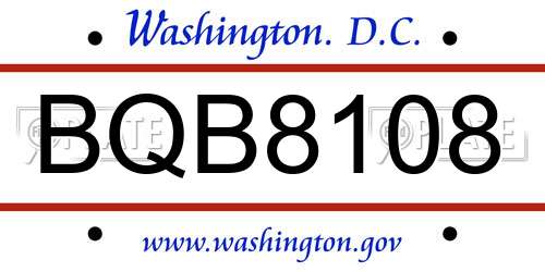 BQB8108 District Of Columbia License Plate