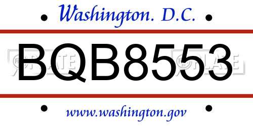 BQB8553 District Of Columbia License Plate