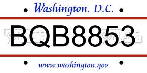 BQB8853 District Of Columbia License Plate