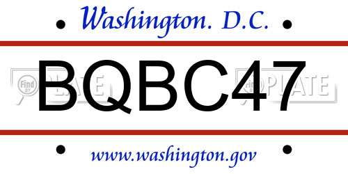 BQBC47 District Of Columbia License Plate