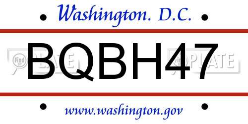 BQBH47 District Of Columbia License Plate