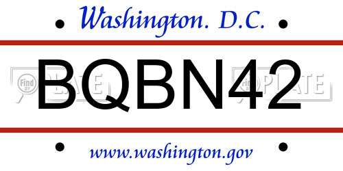 BQBN42 District Of Columbia License Plate