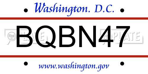 BQBN47 District Of Columbia License Plate