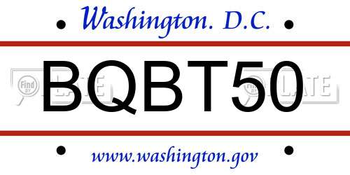 BQBT50 District Of Columbia License Plate