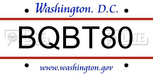 BQBT80 District Of Columbia License Plate