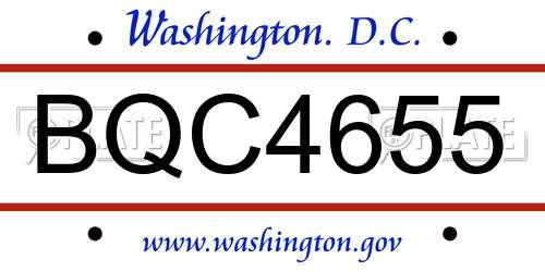 BQC4655 District Of Columbia License Plate