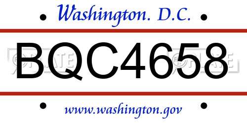 BQC4658 District Of Columbia License Plate