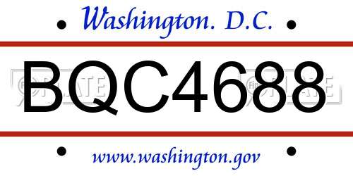 BQC4688 District Of Columbia License Plate