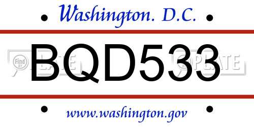BQD533 District Of Columbia License Plate