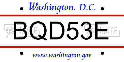 BQD53E District Of Columbia License Plate