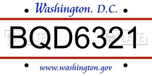 BQD6321 District Of Columbia License Plate