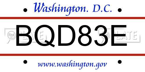 BQD83E District Of Columbia License Plate