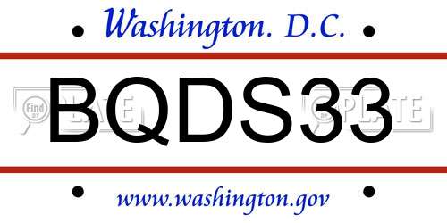 BQDS33 District Of Columbia License Plate