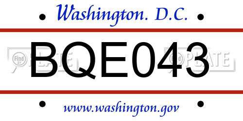 BQE043 District Of Columbia License Plate